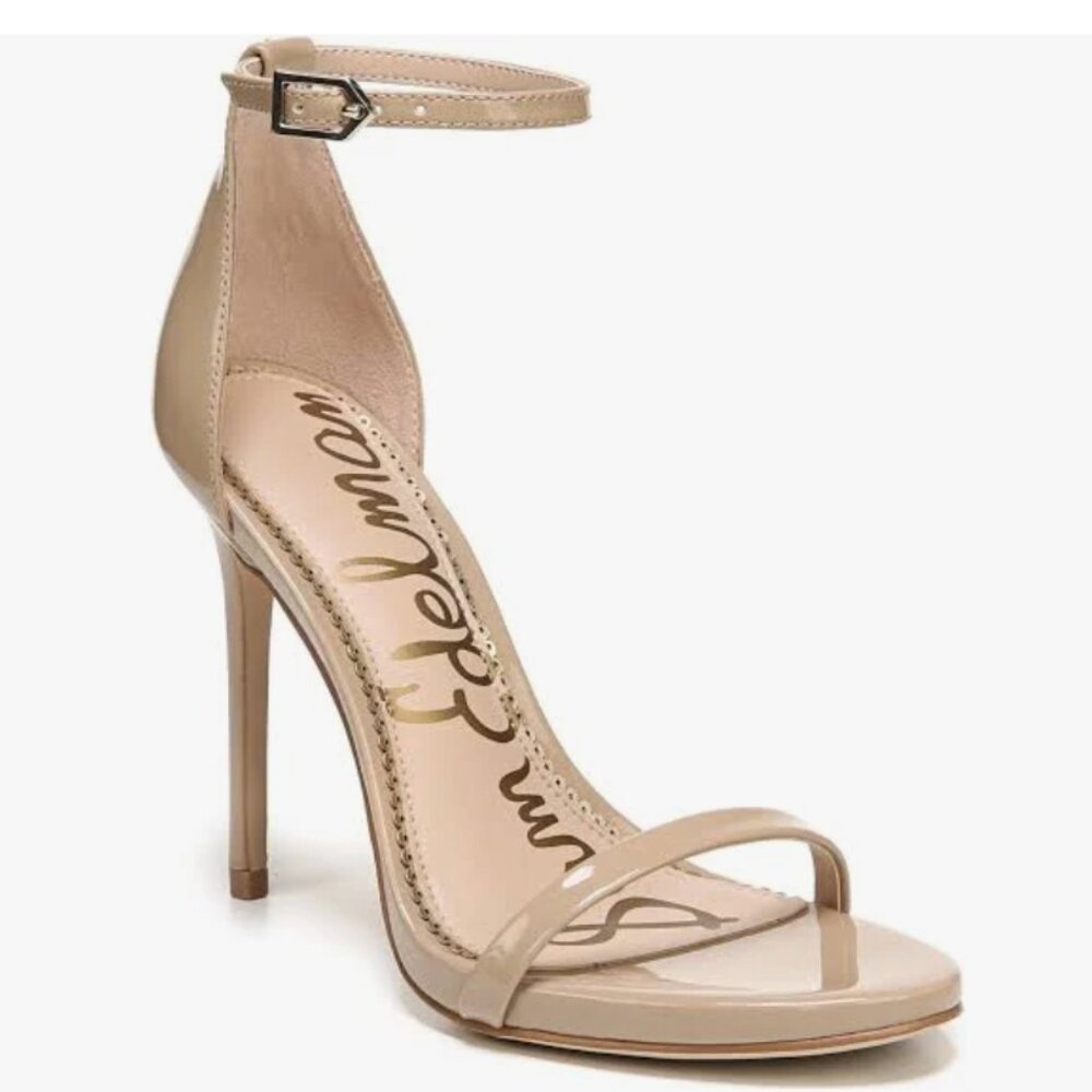 Sam Edelman Ariella Patent Ankle Strap Stiletto Heels - Sand W9.5